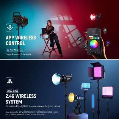 Neewer fs300c 300w rgb video light(uk) _ black